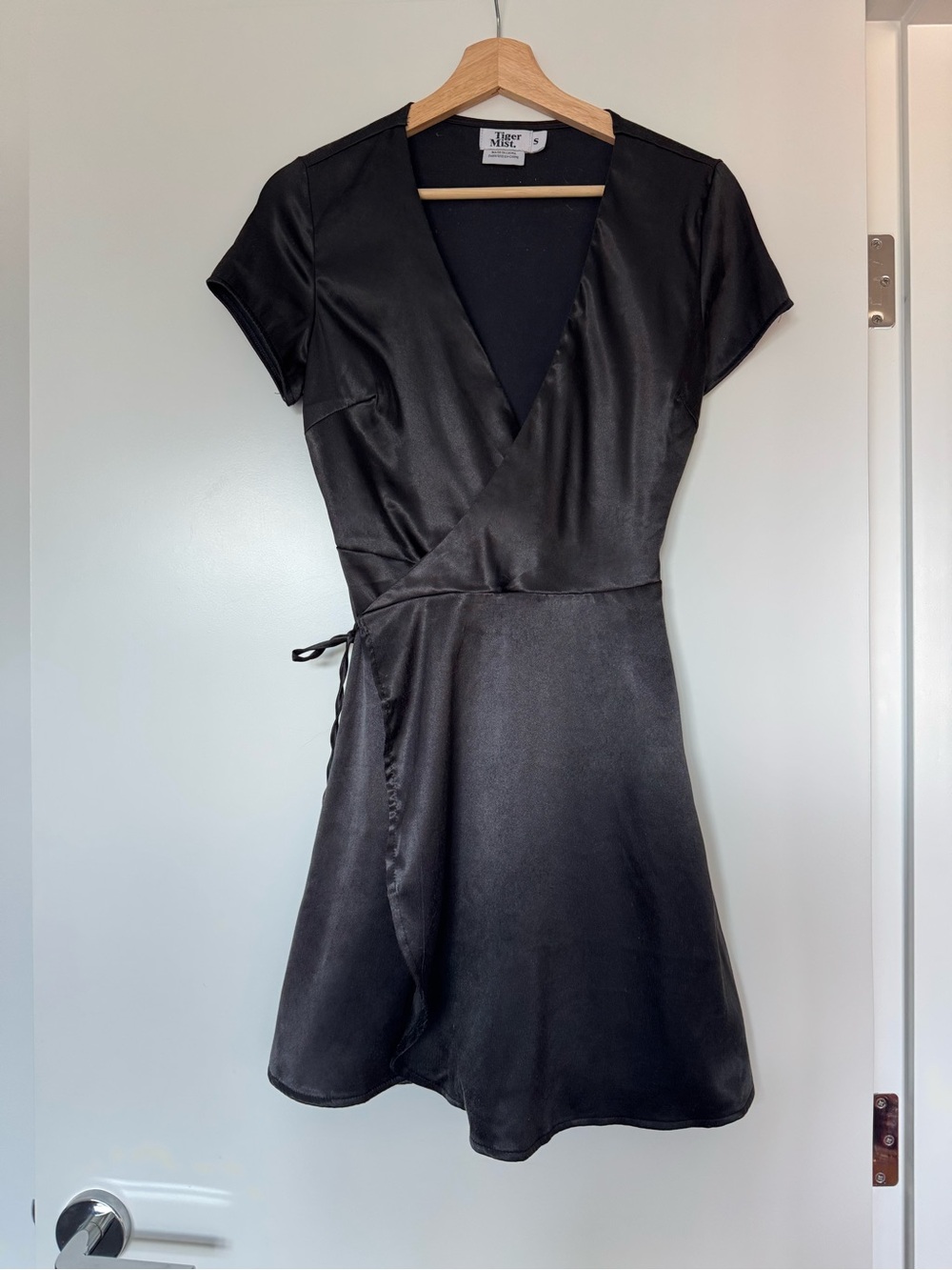 Urban Outfitters Black Satin Wrap Dress